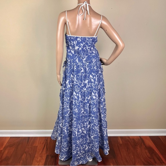 NEW JONATHAN SIMKHAI REVOLVE BLUE FLORAL PRINT PLEATED MAXI DRESS - Picture 7 of 8